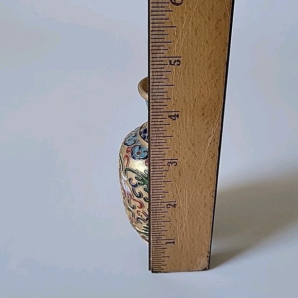 Vintage Chinese Cloisonne Enamel Mini Vase 4" Floral Motif Decorative Ornate - Picture 8 of 9